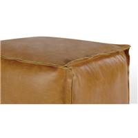 Kirby pouf forme cubique, en cuir marron texas