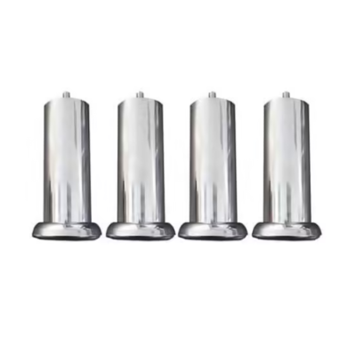 Lot de 4 pieds cylindriques en métal chromé pour sommier H15