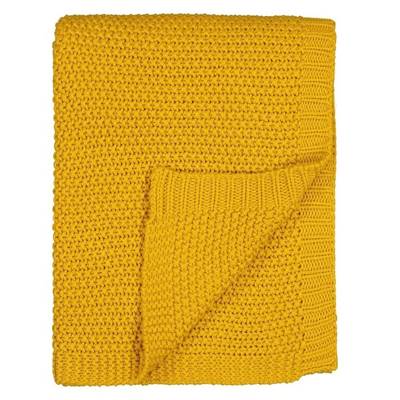 Rio plaid maille tricotée jaune 120x150