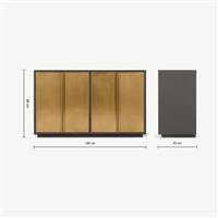 Markle buffet 4 portes en métal gris et laiton