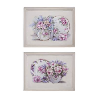 Set 2 tableaux fleurs 46x36