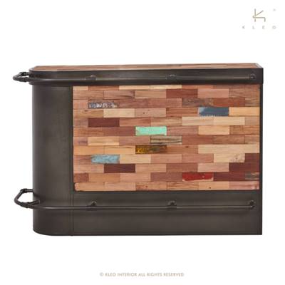 Nautical bar central angle gauche bois de bateau recyclé L164cm
