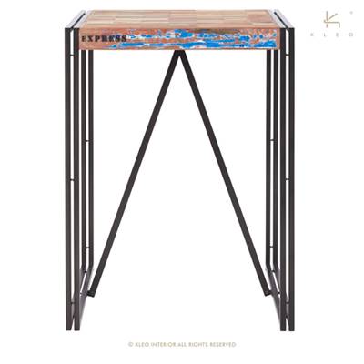 Nautical table haute bois de bateau recyclé L80cm