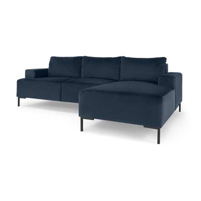 FREDERIK canapé d'angle droit compact velours bleu saphir