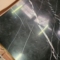 Hautma table basse carré marbre noir