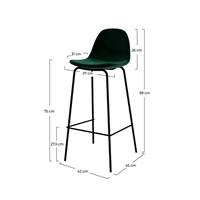 Vladi chaise de bar en velours vert foncé H75