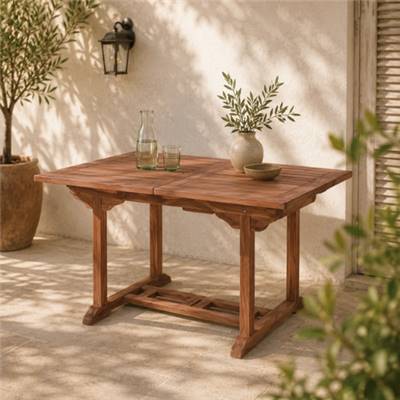Java table à manger rectangulaire extensible en teck 120/180cm