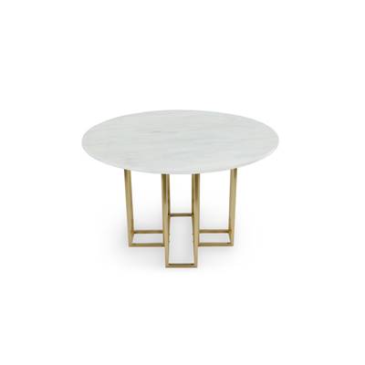 Hawai table pierre effet marbre blanc et doré