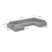 Lodce canapé panoramique angle gauche en tissu texturé beige