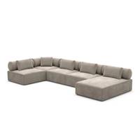 Anicipri canapé panoramique angle droit en velours beige foncé