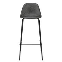 Vladi chaise de bar vintage en cuir synthétique gris noir H75