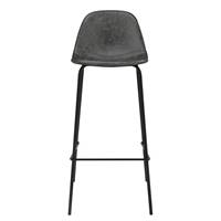 Vladi chaise de bar vintage en cuir synthétique gris noir H75