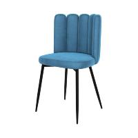 Lisboa chaise en velours bleu et métal imitation bois
