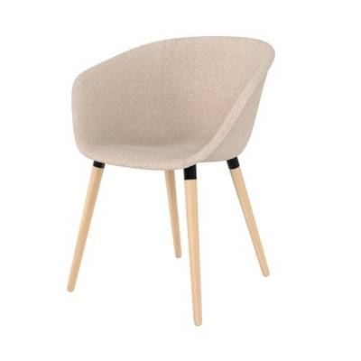 Grene chaise en tissu bouclé beige et pieds en bois clair