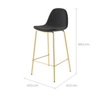 Vladi chaise de bar en velours noir et pieds en métal dorés H65