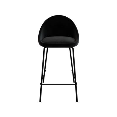 Turin chaise de bar arrondie velours noir H65