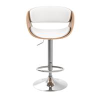 Zunilda chaise de bar mi-hauteur en PU blanc et bois clair