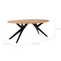 Gaiba table ovale 8 personnes en bois d'acacia et pieds en métal