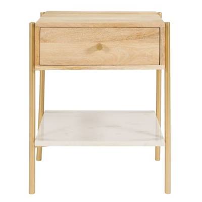 Octavie table de chevet en bois et marbre blanc