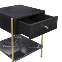 Mora table de chevet en bois de manguier noir et pieds dorés 1 tiroir