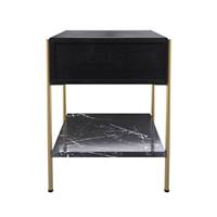 Mora table de chevet en bois de manguier noir et pieds dorés 1 tiroir