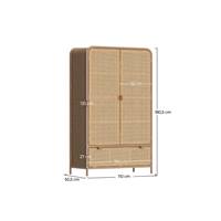 Dalia armoire 3 portes en bois massif et rotin
