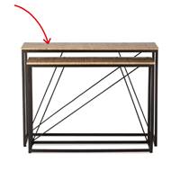 Tripoli grande console en travertin naturel et métal noir