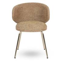 Grolette chaise en tweed jaune sable et pieds laitonnés