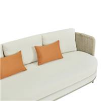 Saona canapé d'extérieur 3 places tissu blanc et métal taupe