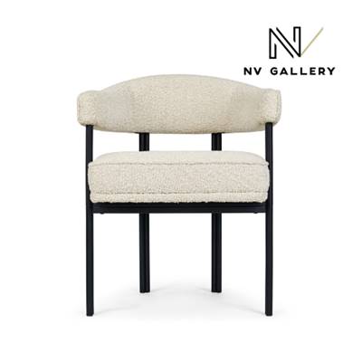 Glorysse chaise avec accoudoirs en tissu bouclé blanc