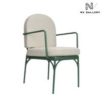 Nolita chaise de jardin avec accoudoirs tissu beige bouclé metal vert