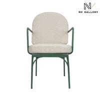 Nolita chaise de jardin avec accoudoirs tissu beige bouclé metal vert