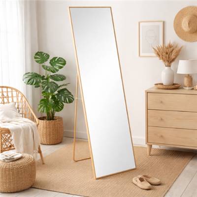 Torcy grand miroir sur pied en métal doré H160cm