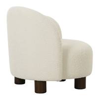 Fauteuil rond en tissu bouclé blanc, coté droit