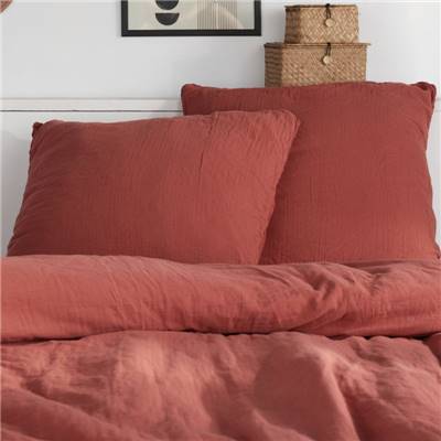 Ali parure de lit 240x260 en gaze de coton uni terracotta