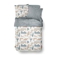 Sunshine parure de lit 220x240 coton imprimé forme marron beige bleu pâle 17.29