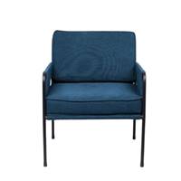 Cosy fauteuil en velours côtelé bleu paon