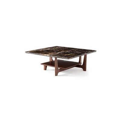 Rhea table basse marbre ambré noyer