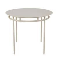 Ribola table d'extérieur ronde en métal beige amande 4 pers Ø90cm