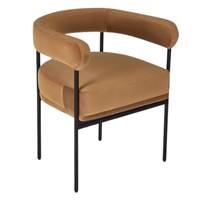 Borry chaise avec accoudoirs en velours jaune ocre et métal noir