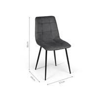 Milla chaise en velours gris foncé effet matelassé