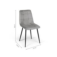Milla chaise en velours gris clair effet matelassé