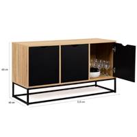 Kalma buffet 3 portes en bois et métal noir