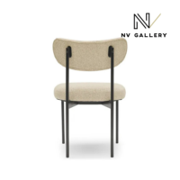 Lama chaise en tissu beige sable et métal noir