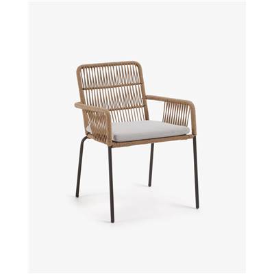 Denia chaise corde beige et pieds en acier