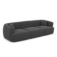 Gankeri canapé 3 places en tissu texturé gris anthracite