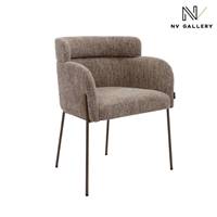Baita chaise en tissu tweed taupe new york pieds métal noir