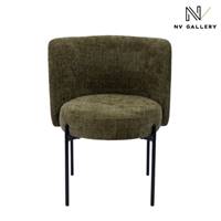 Gilo chaise en tissu tweed vert lichen et métal noir