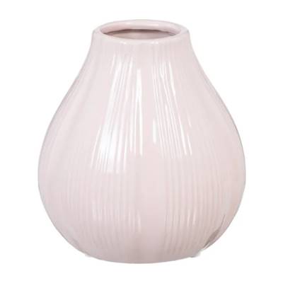 Alice vase rose en céramique strié H15cm S