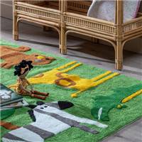 Suivre petit tapis animaux vert en coton